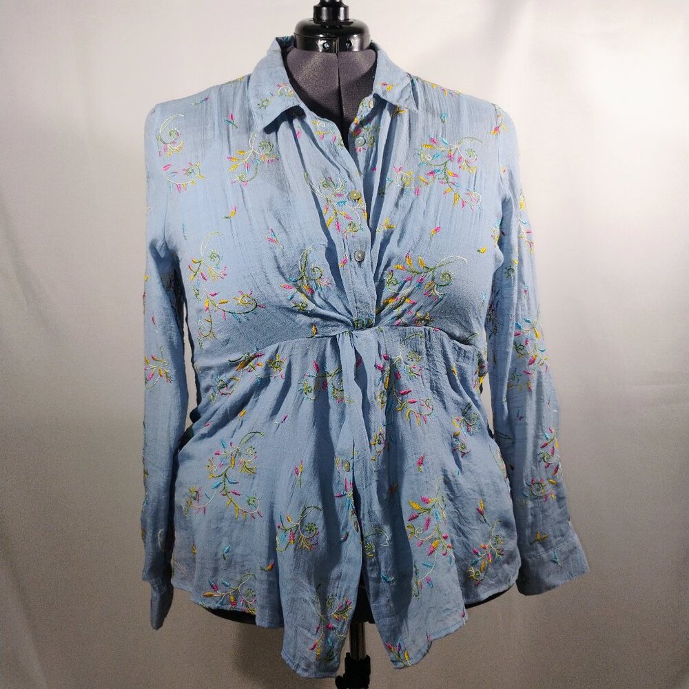 🌸 Hope Spring’s Embroidered Twist Top – Plus Size XXL 🌸